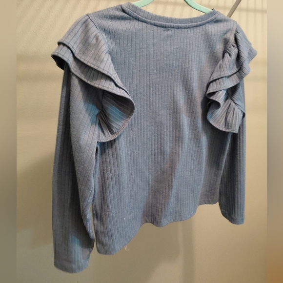 Nicole Miller Blue Ruffled Top - Picture 2 of 3